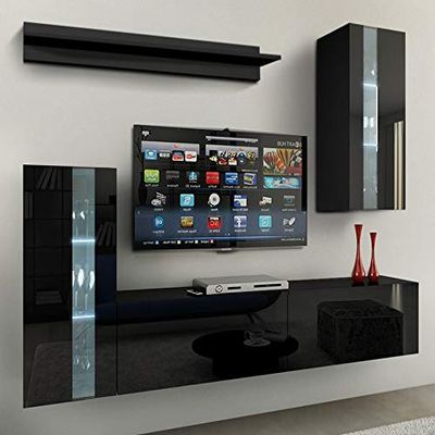Furnitech Living Room Wall Unit with RGB LED, 16 Colors (Future 50/HG/B/1 1B)