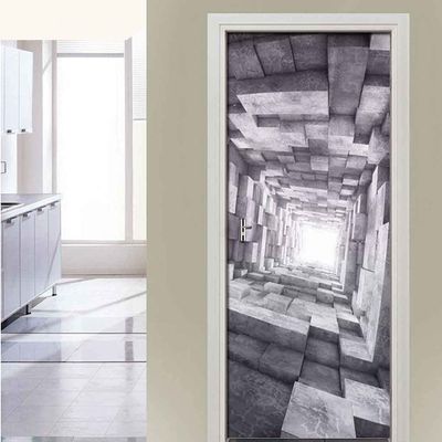 CBWRAW Door Sticker Wallpaper, 3D Retro Photo Wallpaper, 77 x 200 cm, Self-Adhesive PVC, Waterproof and Removable