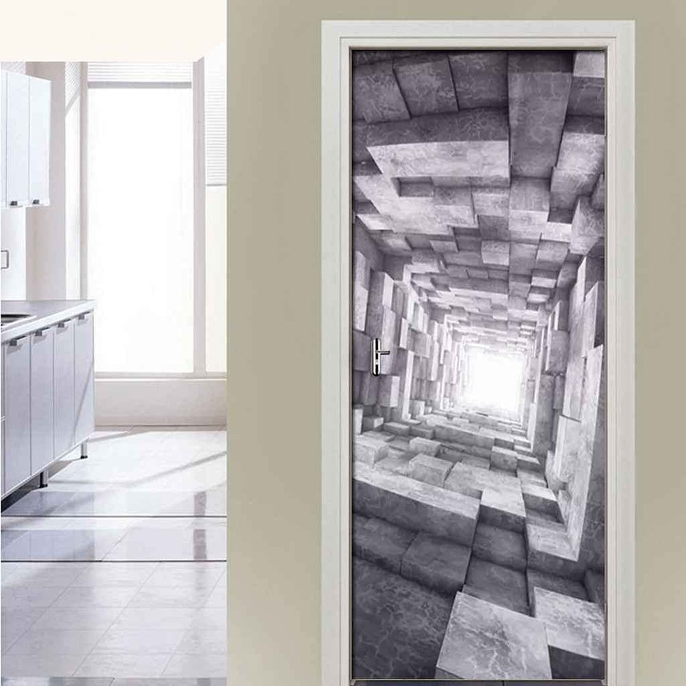CBWRAW Door Sticker Wallpaper, 3D Retro Photo Wallpaper, 77 x 200 cm, Self-Adhesive PVC, Waterproof and Removable