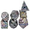 World of Dice Starfall Series Metal Pen-and-Paper Dice Set, 7-Piece, D4–D20, Silver Rainbow, Without Case view 3