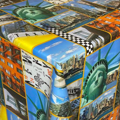 KEVKUS Oilcloth Tablecloth 06245-01 New York Statue of Liberty Taxi, 140 x 320 cm, Rectangular