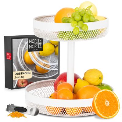 Moritz & Moritz 2-Tier White Metal Fruit Stand