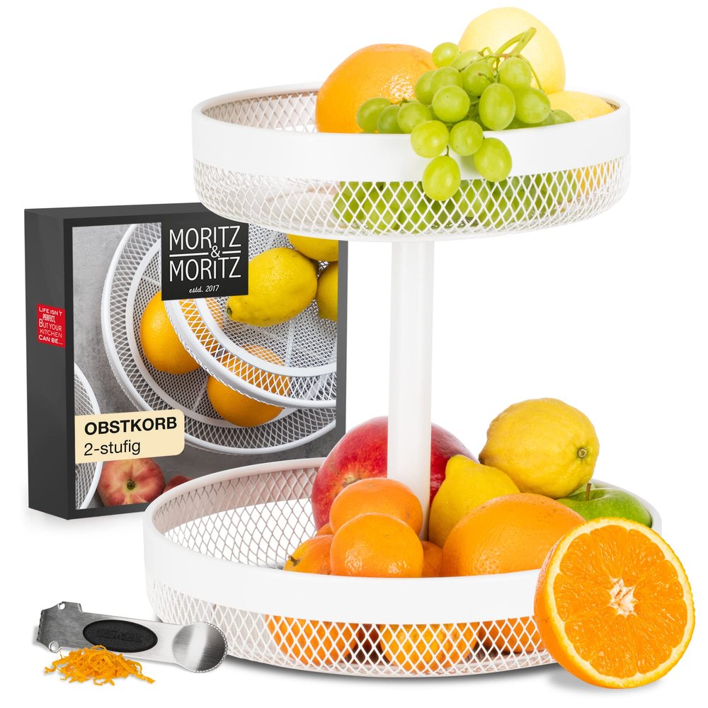 Moritz & Moritz 2-Tier White Metal Fruit Stand