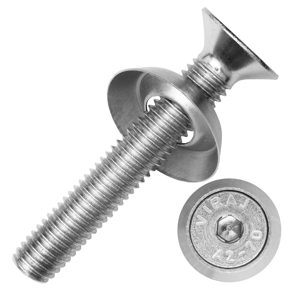 DIN 7991 M4 x 14/14 mm Stainless Steel A2 Countersunk Socket Screws with Stamped M4 Rosettes, 20-Pack