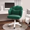 Modern Green Velvet Desk Chair with Armrests and Wheels view 1