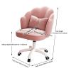 Modern Green Velvet Desk Chair with Armrests and Wheels view 2
