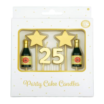 PD-Party 25th Birthday Number Candle, Gold, 3 x 9 x 1 cm