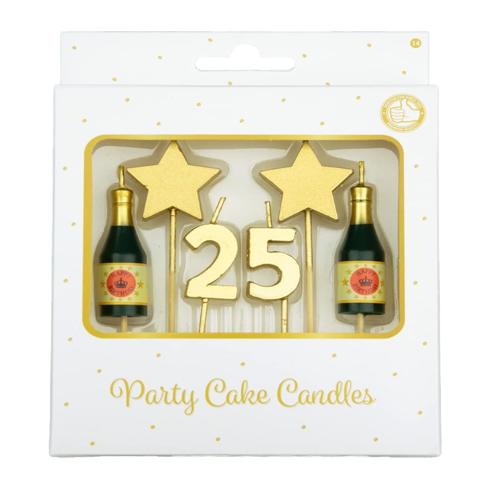 PD-Party 25th Birthday Number Candle, Gold, 3 x 9 x 1 cm