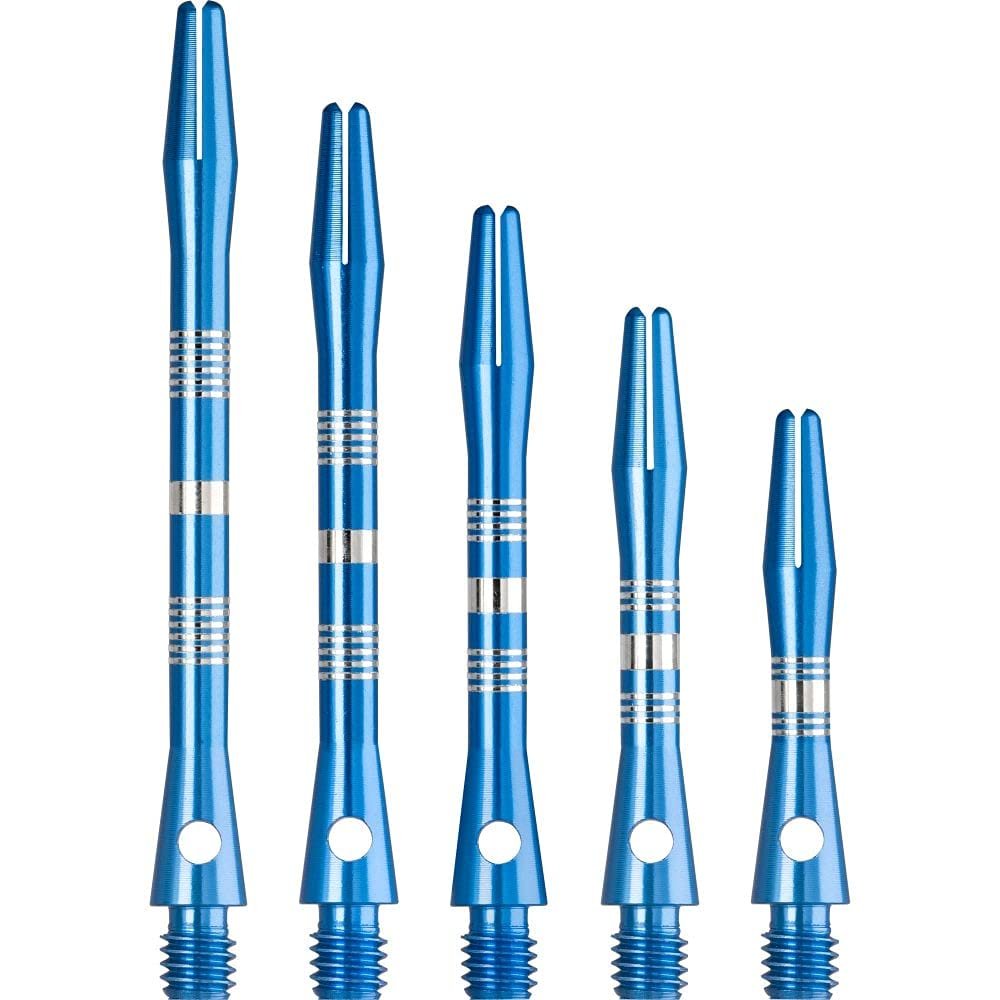 DESIGNA DARTS Multiline Shafts | 10-Piece Aluminum Dart Shafts with Knurled Details, X-Short, Blue, 29 mm