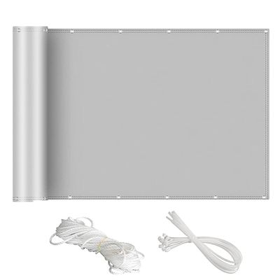 QIAOH Balcony Privacy Screen 70 x 900 cm, Wind and Sun Protection, with Copper Grommets, Nylon Cable Ties and Cord