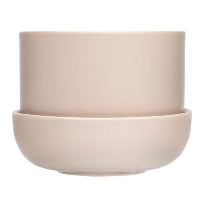 Iittala Nappula Ceramic Planter with Saucer, Beige, 17 x 17 x 13 cm, 1059790