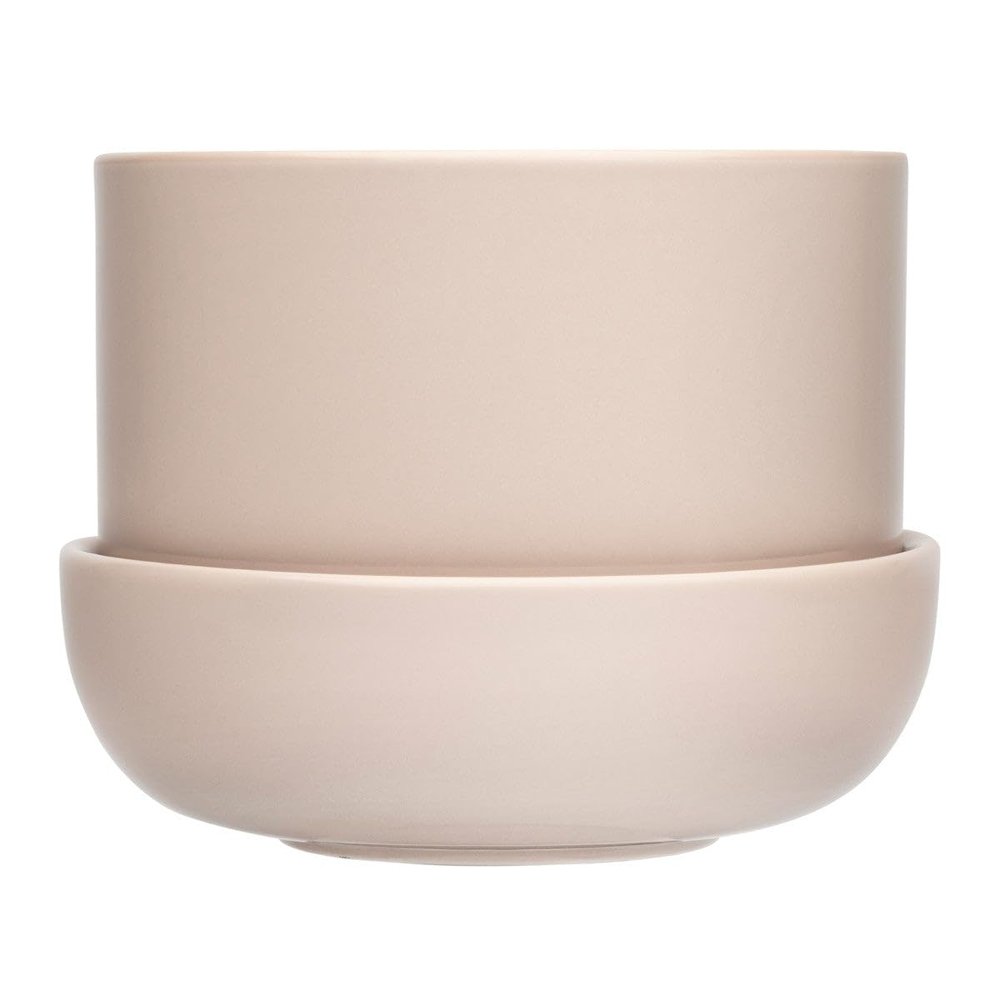 Iittala Nappula Ceramic Planter with Saucer, Beige, 17 x 17 x 13 cm, 1059790