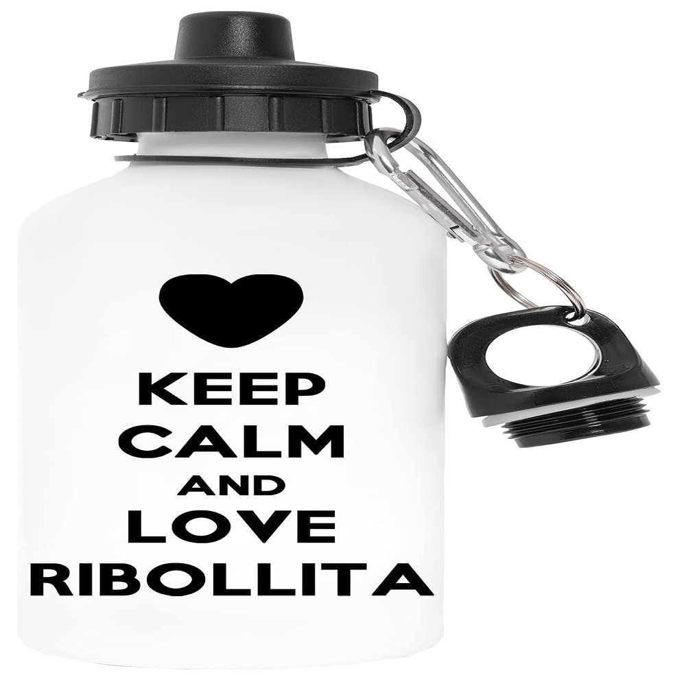 Capzy Keep Calm And Love Ribollita Free-of-Harmful-Substances White Aluminum Water Bottle for Outdoors