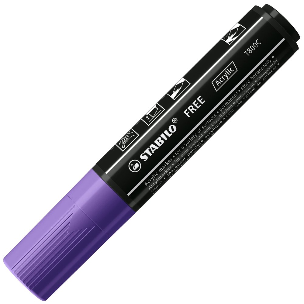 STABILO FREE Acrylic Marker T800C Chisel Tip 4–10 mm, Single Marker, Violet