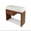 EMRA WOOD M-DEKO LPS-1 Chesterfield Shoe Bench with Drawer, White Faux Leather, Wooden Frame, Made to Measure (H 50 cm, D 30 cm, 80) view 1