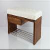 EMRA WOOD M-DEKO LPS-1 Chesterfield Shoe Bench with Drawer, White Faux Leather, Wooden Frame, Made to Measure (H 50 cm, D 30 cm, 80) view 2