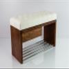 EMRA WOOD M-DEKO LPS-1 Chesterfield Shoe Bench with Drawer, White Faux Leather, Wooden Frame, Made to Measure (H 50 cm, D 30 cm, 80) view 4