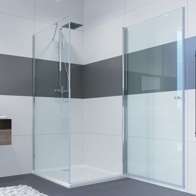 IMPTS Shower Enclosure 100 x 90 cm with Pivot Door and Side Panel, Safety Glass, 185 cm