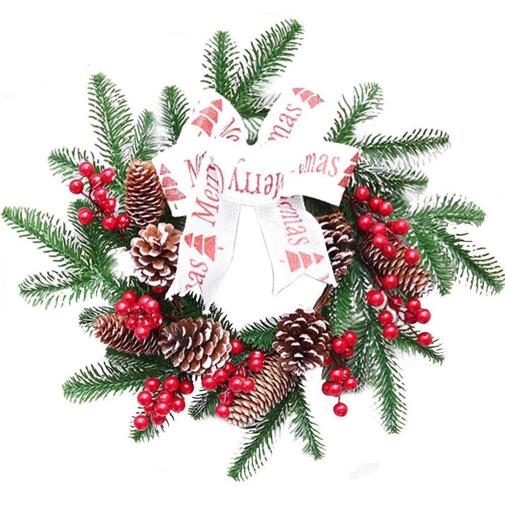 Artificial Christmas Wreath with Red Berries, 40 cm