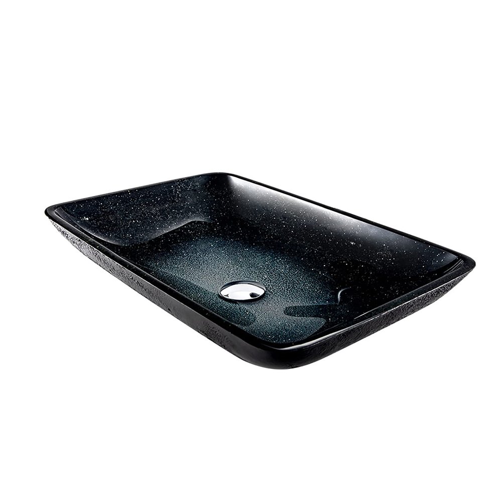 SHUGUANG Tempered Glass Vessel Sink with Waterfall Faucet, Black Star Gradient, 560 × 360 × 110 mm