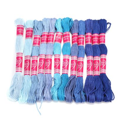 LIKJ Embroidery Thread, 12Pcs Colorful Durable Thread for Crafts (Blue Series)
