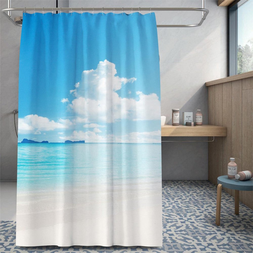 Coastal Beach Seascape Printed Shower Curtain, 240 x 200 cm (94 x 78 in), W x H
