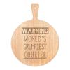 Warning World's Grumpiest Courier Pizza Board, Round Wooden Serving Tray with Handle, 45 x 34 cm view 1