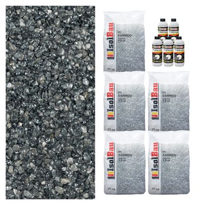Isolbau Stone Carpet Set, Marble Chippings 125 kg + Binder, up to 12.5 m, Carnico 4–8 mm