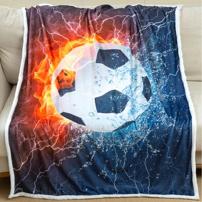 Sviuse Football Blanket, Blue Flame Sports Ball Throw, 127 x 152 cm