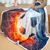 Sviuse Football Blanket, Blue Flame Sports Ball Throw, 127 x 152 cm view 2