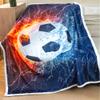 Sviuse Football Blanket, Blue Flame Sports Ball Throw, 127 x 152 cm view 3