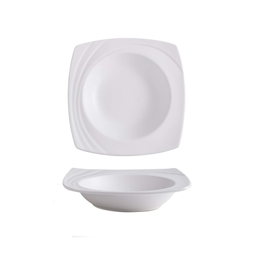Liudan Square Ceramic Soup and Dinner Plate, 8-Inch