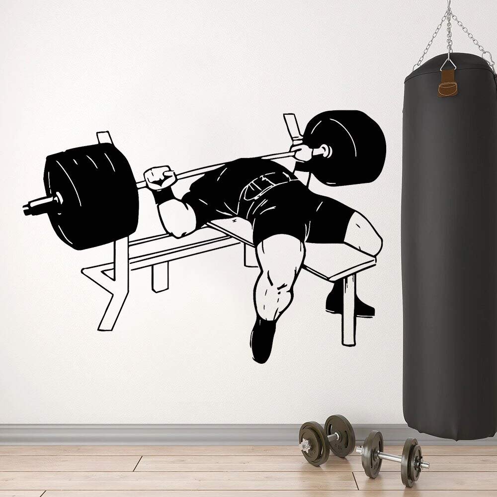 NSRJDSYT Bodybuilding Gym Wall Decal, Muscles, Barbell, Bench Press, 75 x 106 cm