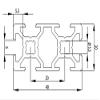 Aluminum Profile 20x40L B-Type Groove 6, Light, Silver-Anodized, 1630 mm view 2