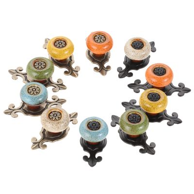 FBSHOP(TM) 10 Handmade Ceramic Cabinet Knobs, Leopard Pattern, Multicolor