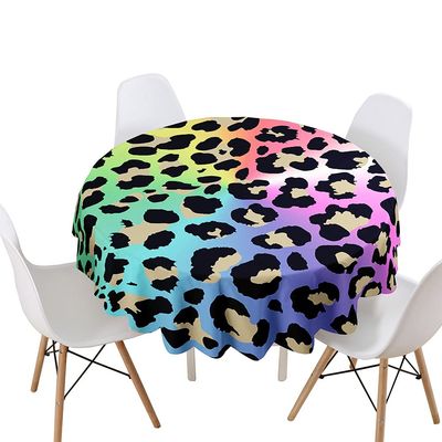 Chickw1 Round Waterproof Washable 3D Leopard-Print Polyester Tablecloth, 200 cm, Multicolor
