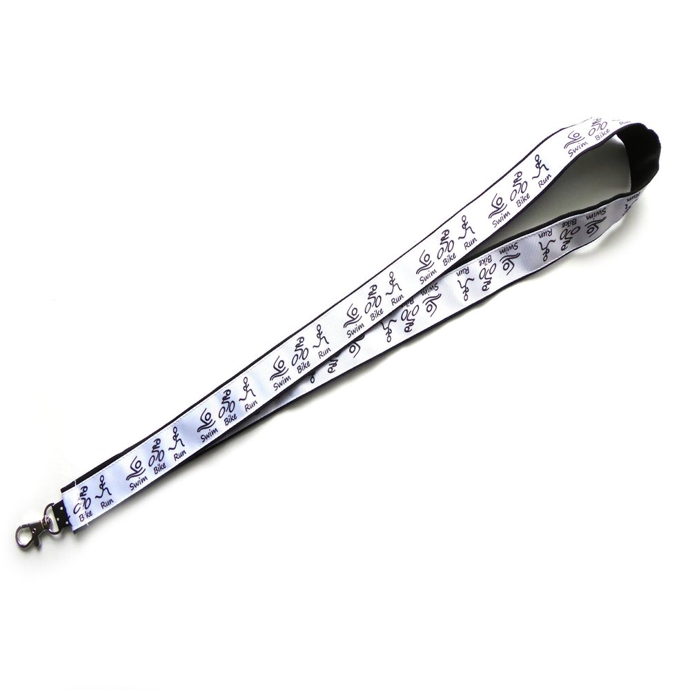 Triathlon Keychain Key Strap for Swimming, Running & Cycling, Cotton & Grosgrain Ribbon, 13.5 cm, Black and White, Without Charm