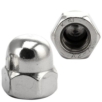 FASTON M12 Hex Cap Nuts, High Form, Stainless Steel A2/V2A, DIN 1587, 5-Pack
