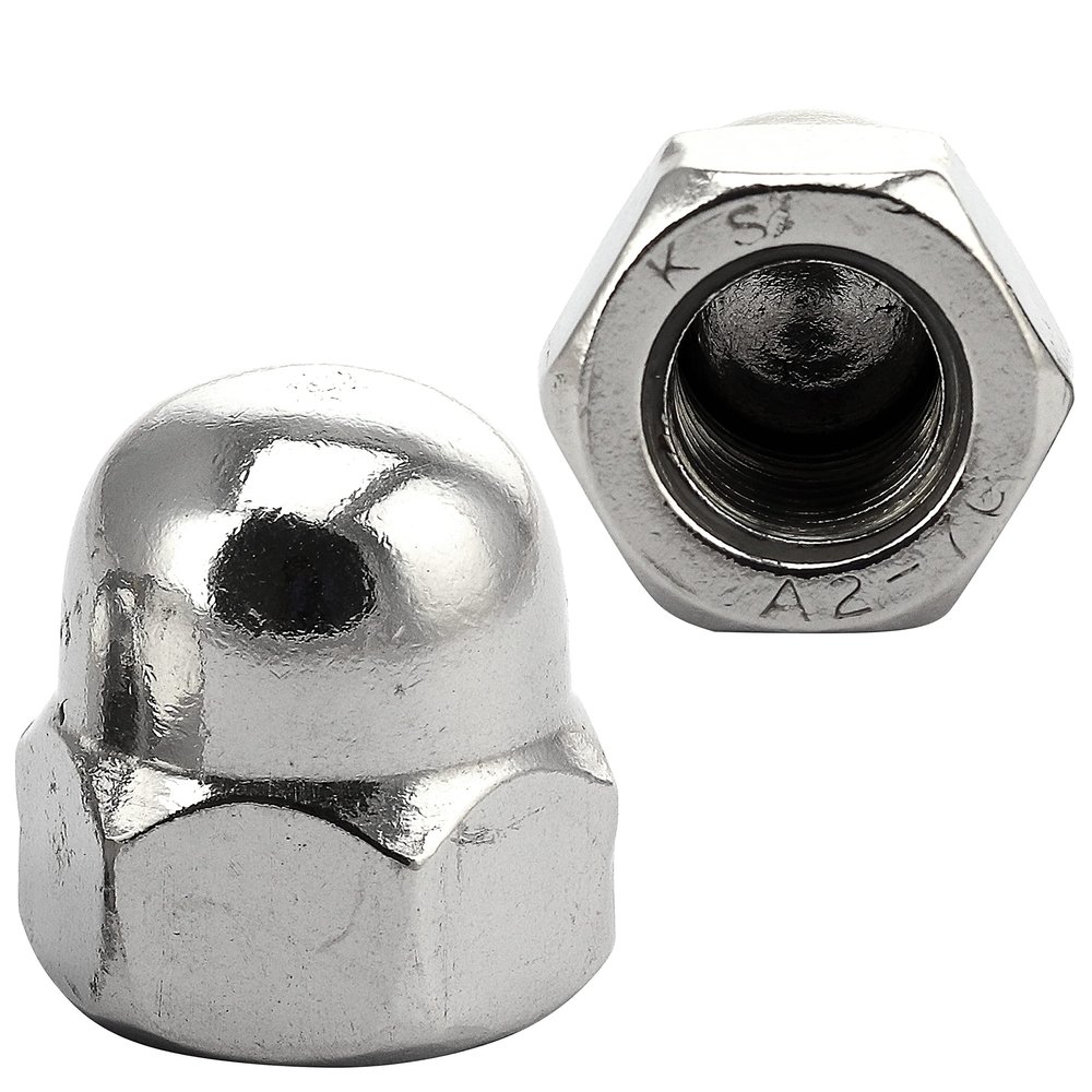 FASTON M12 Hex Cap Nuts, High Form, Stainless Steel A2/V2A, DIN 1587, 5-Pack
