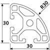 30x30L Aluminum Profile, R30 Radius, I-Type Slot 6, 1710 mm view 2