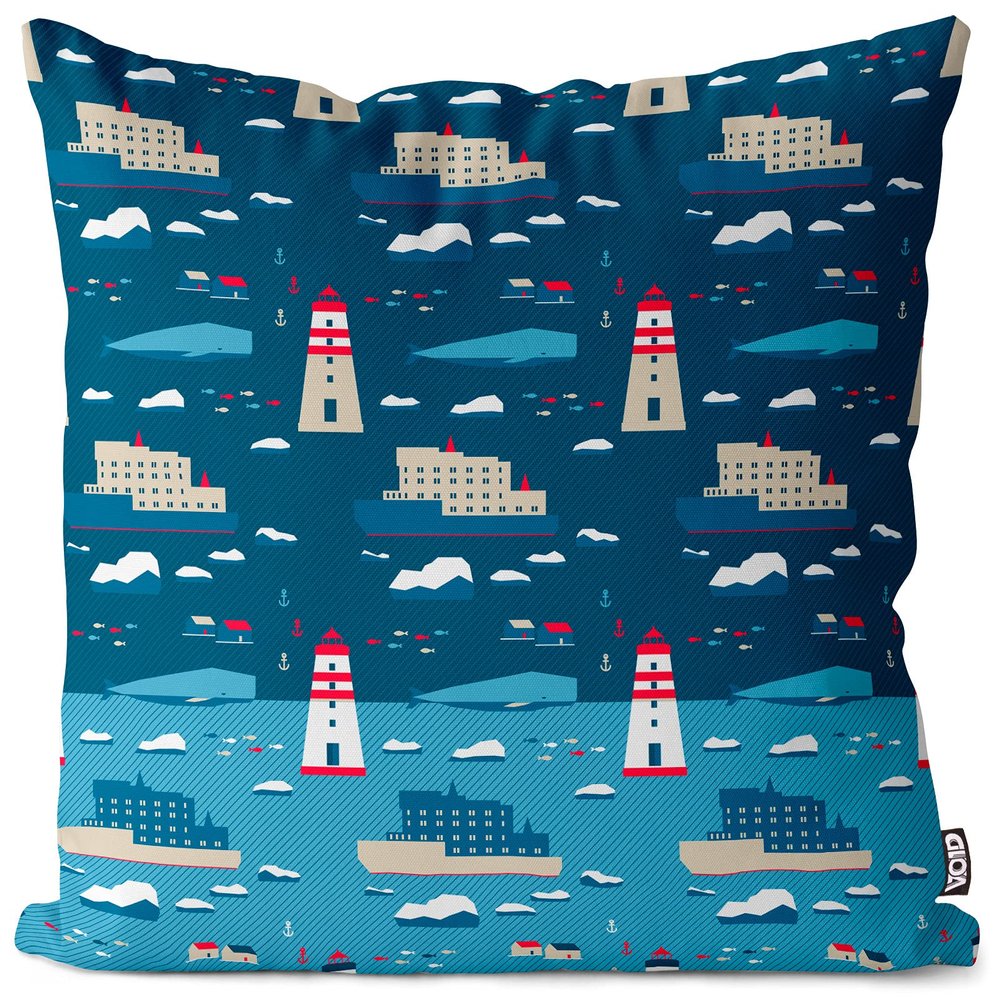 VOID Whale Lighthouse Sea Cushion Cover, 16 x 16 in