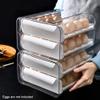 Egg Holder for Refrigerator, 32 Compartments, Stackable, Double-Layer Drawer, Transparent, White view 3