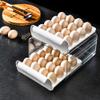 Egg Holder for Refrigerator, 32 Compartments, Stackable, Double-Layer Drawer, Transparent, White view 4