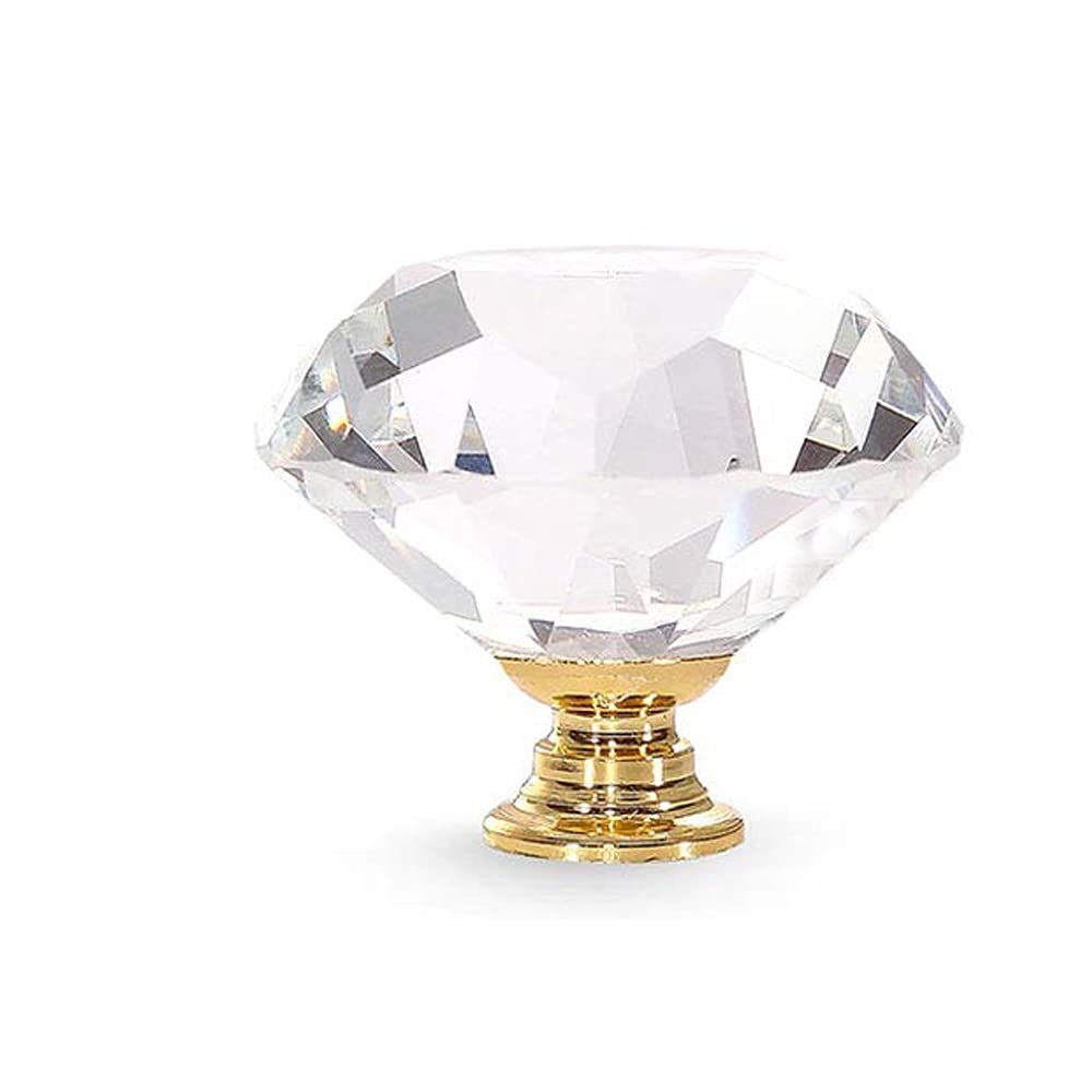 6-Piece Crystal Diamond Drawer Knob Set with Silver/Gold Base