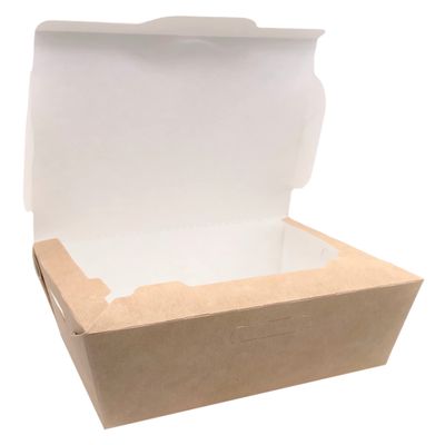 50 Kraft Paper Lunch Boxes, 600 ml Takeaway Food Containers