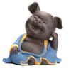 RAN Purple Clay Piggy Bank Coin Pot, Lucky Pig Tea Pet Ornament Sculpture, Wedding Birthday Gift view 1
