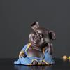 RAN Purple Clay Piggy Bank Coin Pot, Lucky Pig Tea Pet Ornament Sculpture, Wedding Birthday Gift view 3