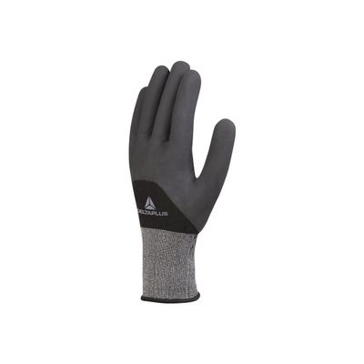 Delta Plus Knitted Gloves with Nitrile Coating, Gray, Medium