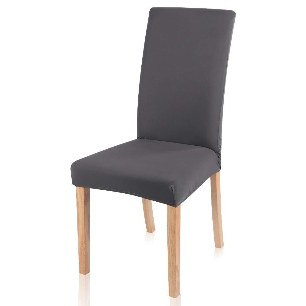 LIJUCAI Solid Stretch Chair Covers, Gray, 2-Pack