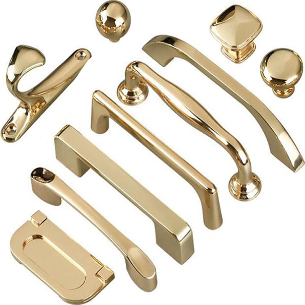 ZESLIV Gold Zinc Alloy Cabinet Handles, 128 mm Hole Spacing